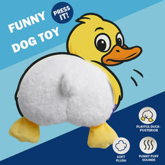 Close-up of Fuzzwoof Duck Butt plush detail for durable play