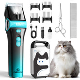 FuzzyFix cat clippers with 5-in-1 blade set for precise grooming at home.