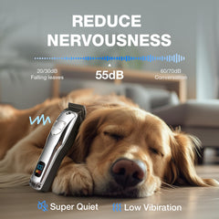 FuzzyFix clippers LCD display shows battery level for timely recharging.