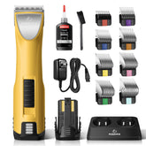 FuzzyFix professional dog clippers kit contents shown for complete grooming setup.