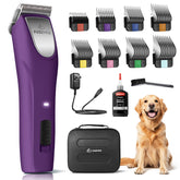 FuzzyFix pro dog clippers in hand offering precise, comfortable grooming.