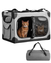 FuzzyNest extra large cat carrier shown with two cats inside for comfort.