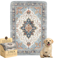 FXO washable dog pee pad with green floral pattern, 24x36, prevents leaks and protects floors.