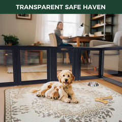 FXW AuraSpace clear acrylic panels offer visibility for you and dog
