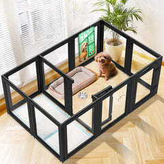 FXW AuraSpace divider inside playpen shows two separate zones for independent dog play