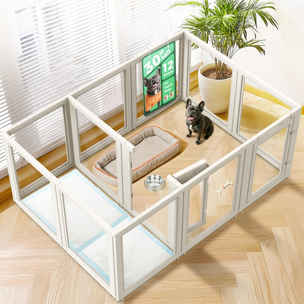 FXW AuraSpace dog playpen assembled in a bright indoor corner for safe use