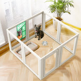 FXW AuraSpace playpen front view shows secure eight-panel design for small and medium dogs.