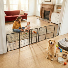 FXW dog gate with full metal design, ideal for indoor use.