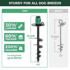 FXW ROOTIE stake holds large dogs up to 250 lbs securely in any terrain.