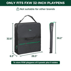 FXW playpen storage bag stake compartment holds nine stakes for quick setup