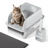 FYLICA stainless steel litter box with lid for clean containment.