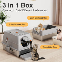 FZGhome anti-leakage stainless litter box, inverted plate design reduces urine spills