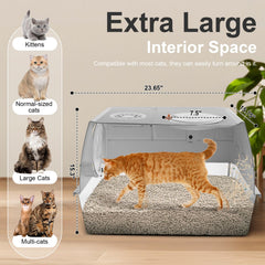 FZGhome top-entry stainless steel litter box, enclosed privacy for odor containment