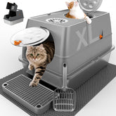 FZGhome XL stainless steel litter box with lid and top-entry design reduces mess.