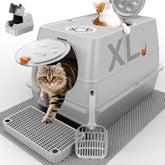 FZGhome XL stainless steel litter box with lid, spacious interior for large cats