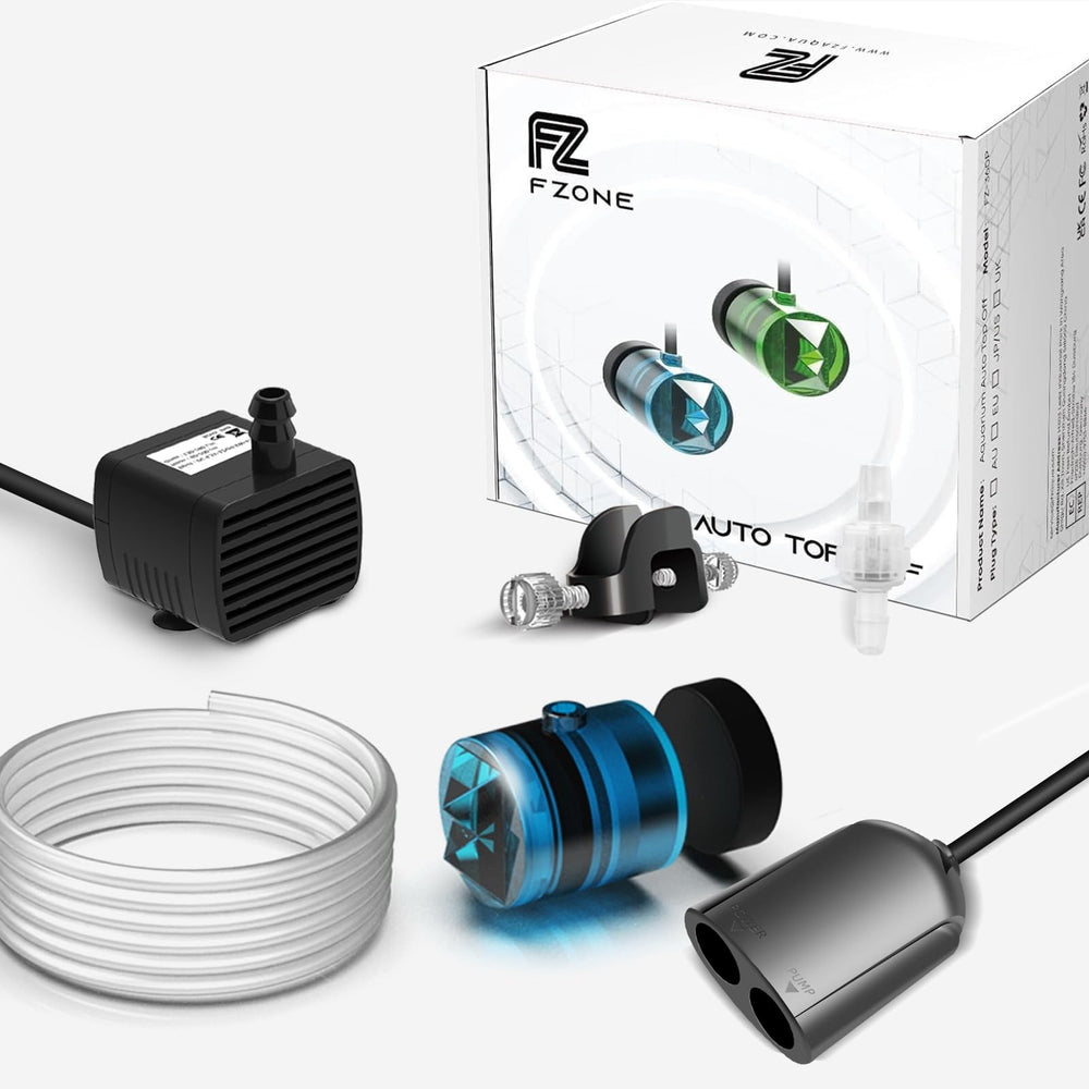 FZONE Aquarium ATO dual sensor front view showing real-time level monitoring
