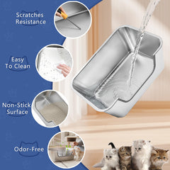 FZZOR cat litter box with high sides to reduce litter spills.