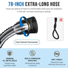 G-Promise dog shower sprayer attachment suction hook enables drill-free mounting