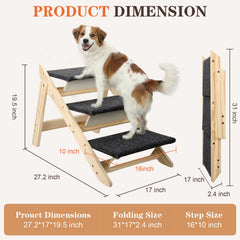 Gabieusn foldable wooden dog stairs; portable and easy to store