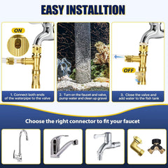 GADFISH tap water drain design speeds water changes with minimal effort.