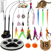 Gadgetsology 18-piece interactive cat toys with floor base for stable solo play.