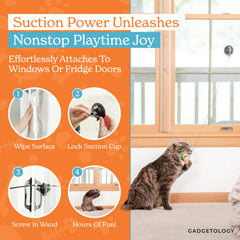 Gadgetsology feather wand attachment provides fluttering prey pursuit for cats.