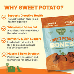 Gaines Family Farmstead Sweet Potato Dog Bones close-up highlighting chewy texture