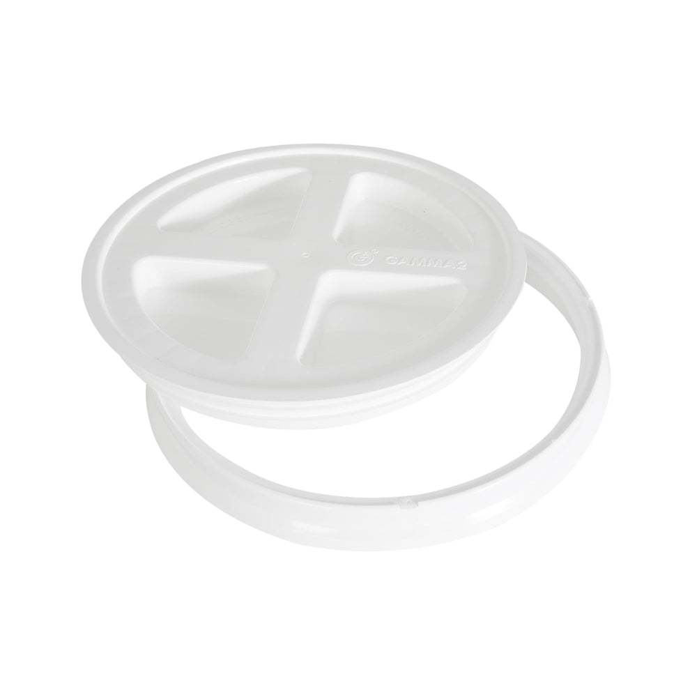 Gamma Seal lid on a bucket showing a secure seal for storage and pest control.