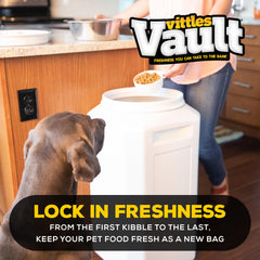 Gamma2 Vittles Vault 80-lb capacity for dry foods on a pantry shelf.