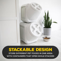 Gamma2 Vittles Vault durable HDPE construction resists cracking for indoor or covered outdoor storage.
