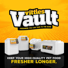 Gamma2 Vittles Vault suitable for indoor and outdoor pet feeding areas.