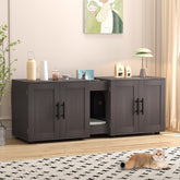 GAOMON Litter Box Enclosure with Double Room shows two-cat setup for discreet use