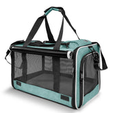 GAPZER 18-inch dog carrier in teal shows roomy dimensions for comfortable travel