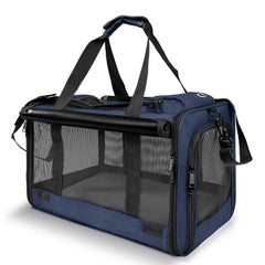 GAPZER large cat carrier exterior view in dark blue for travel comfort