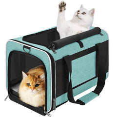 GAPZER Soft Cat Carrier teal front view showing easy access for travel