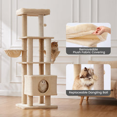 Gardner Pet 65in cat tree platforms provide spacious perches for lounging