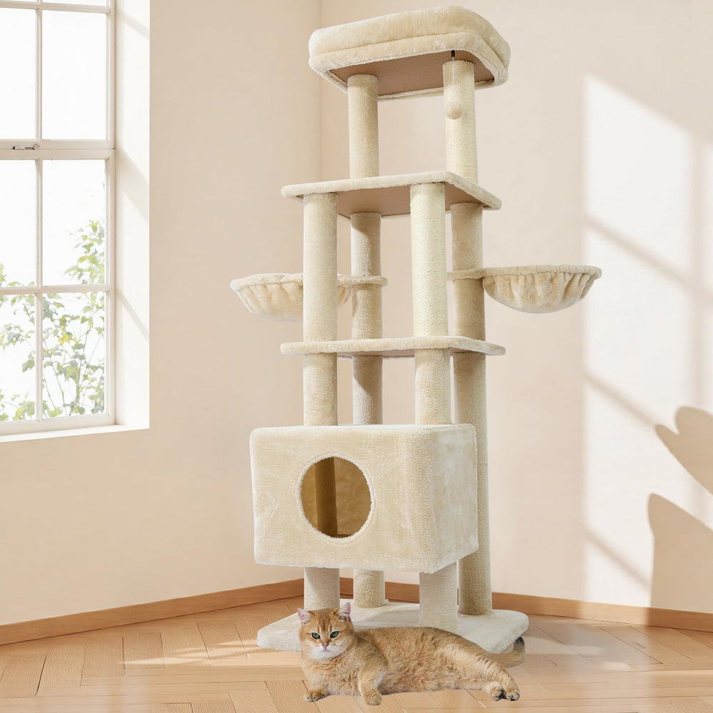 Gardner Pet 65in cat tree base demonstrates a stable anti-tip platform