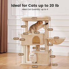 Gardner Pet Cat Tower spacious condo and jumbo hammock for big cats