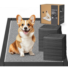 Gardner Pet Charcoal Puppy Pads pack view highlighting odor control and double leak protection.