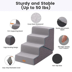 Gardner Pet dog stairs 35D foam provides a gentle incline for comfy climbs.