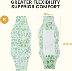 Gardner Pet adjustable tab provides a secure fit for 11-17 inch waists.
