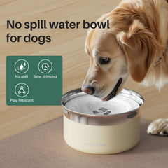 Gardner Pet splash-proof rim preventing floor splashes during play.