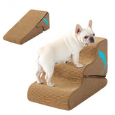 Gardner Pet 3-step brown stairs for small dogs with non-slip grip.