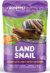 Gargeer Land Snail Veggie Diet packaging shows premium ingredients for snail vitality.