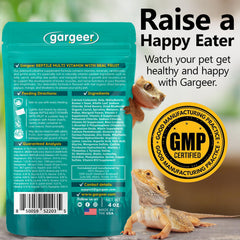 Gargeer multi-vitamin with fruit label highlights natural ingredients and fruit flavor appeal.