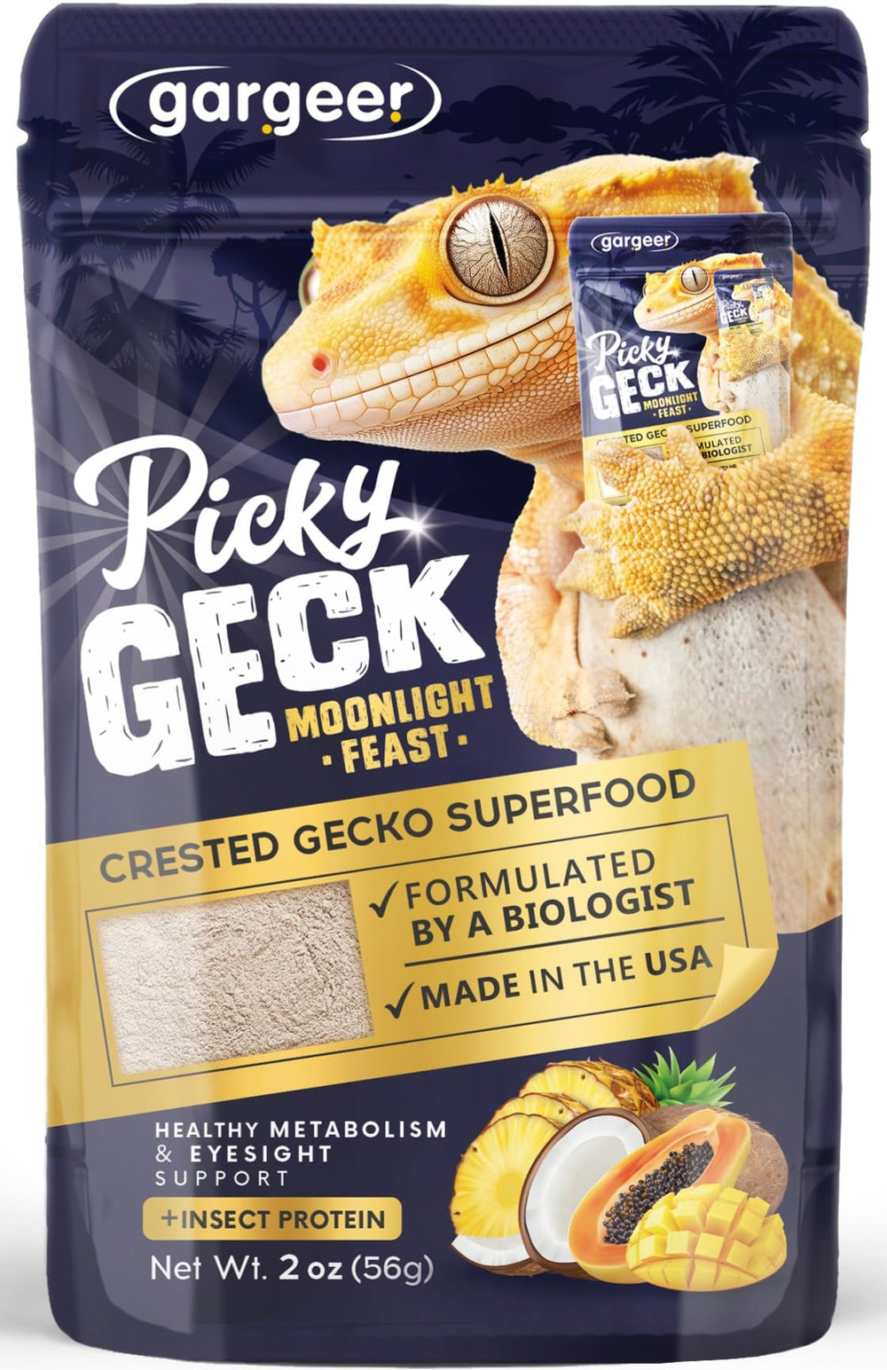 Gargeer Picky Geck Moonlight Feast bowl with vibrant fruit blend fueling nighttime activity.