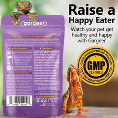 Gargeer reptile multi-vitamin powder dose scoop closeup aids accurate feeding