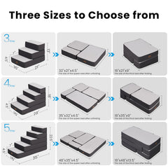 Garnpet 4-Step adjustable dog stairs non-slip fabric closeup highlights grip on floors.