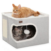 Garnpet cube house cat bed provides a secure hideaway for indoor cats.