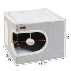 Garnpet cat bed with hanging plush ball offers interactive play.